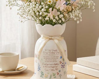 Personalized To My Daughter On Wedding Day Flower Vase, Wedding Gifts, Mom of the Groom Gift, Gift For Daughter on Wedding Day from Mom