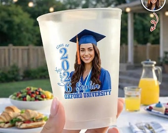 Personalized Graduation Vintage Photo Frosted Cups, Graduation Photo Gift Party, Graduation Party Drinkware, Class of 2026 Portrait Cup Gift