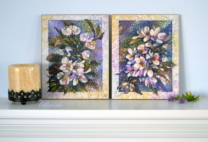 Spring Flowers Laminated Art Print from Original Silk Etsy.de