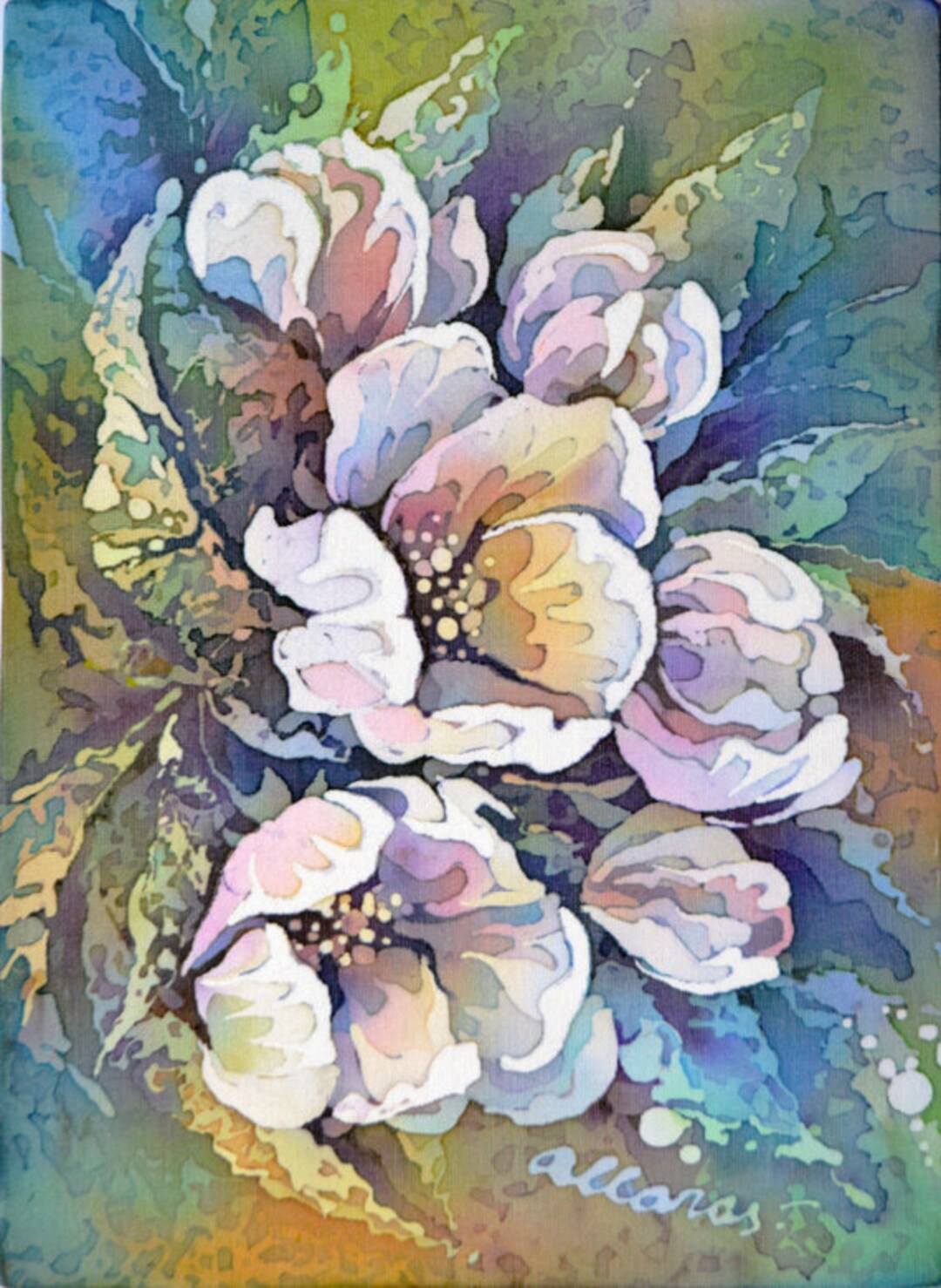 Apple Blossom Tree Picture. Spring Flowers - 2 . Painting on Silk ...