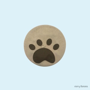 Paw beret, cute beige beret with hand sewn dog paw design