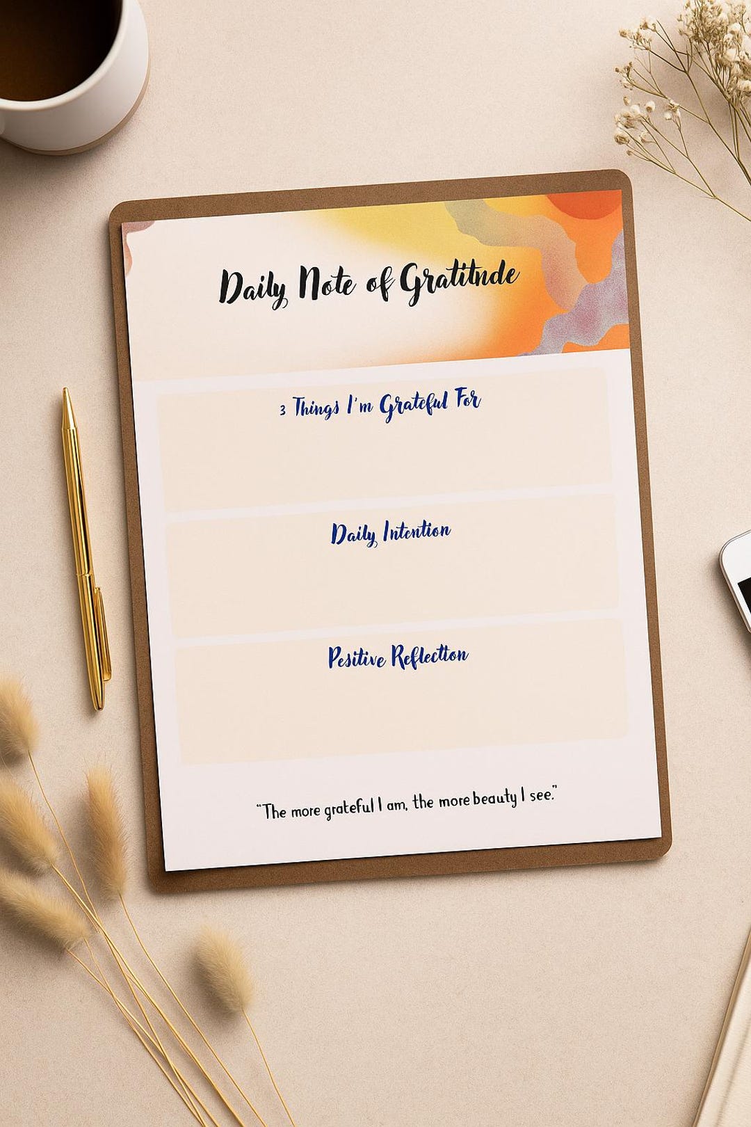 Printable Daily Gratitude Journal PDF | Digital Self-care & Mindfulness ...