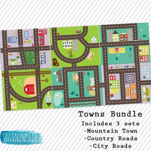 Towns Bundle Road Maps Folder Games or Busy Bags for Hot Wheels Cars