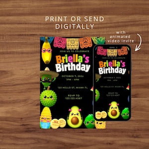 EDITABLE  Dancing Fruits  Invitation Template, Baby Dancing Fruits Invitation, Dancing Fruits Birthday,
