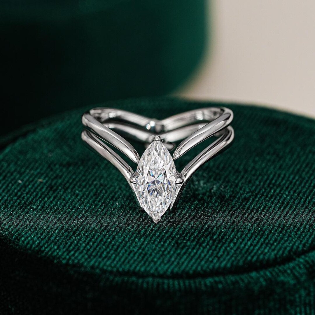 2.50 CT Marquise Cut Engagement Ring Split Shank Solitaire Marquise ...