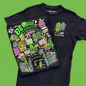 Stoner Graveyard Killer Acid Vintage Wash Black Tshirt