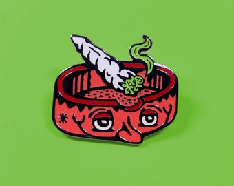 Ashtray Head Enamel Pin