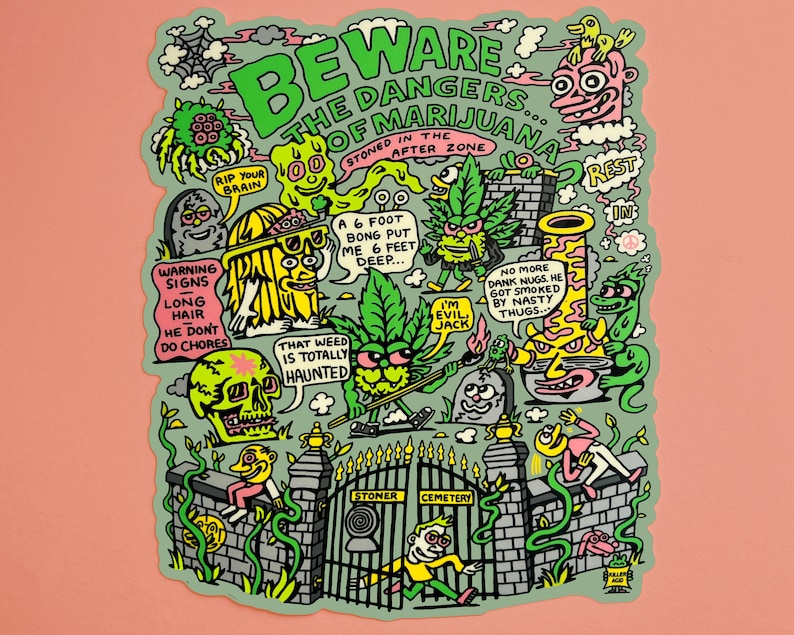Stoner Graveyard XL Killer Acid Sticker Etsy