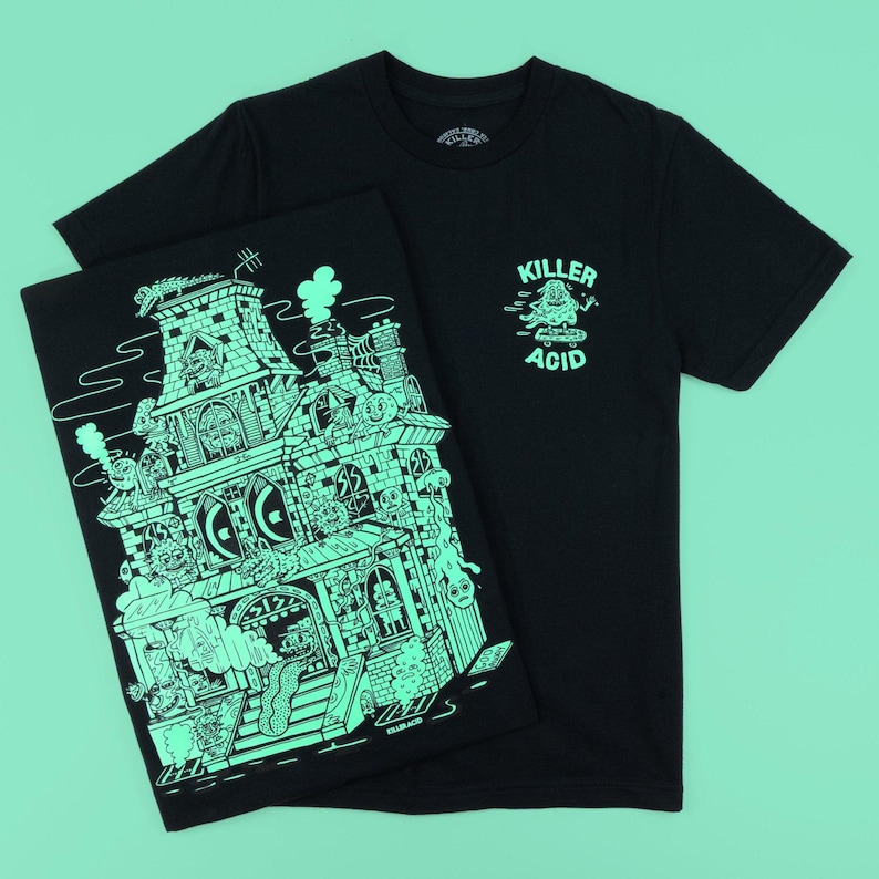 Haunted House Glow in the Dark T-Shirt - T-Shirts - killeracid.com