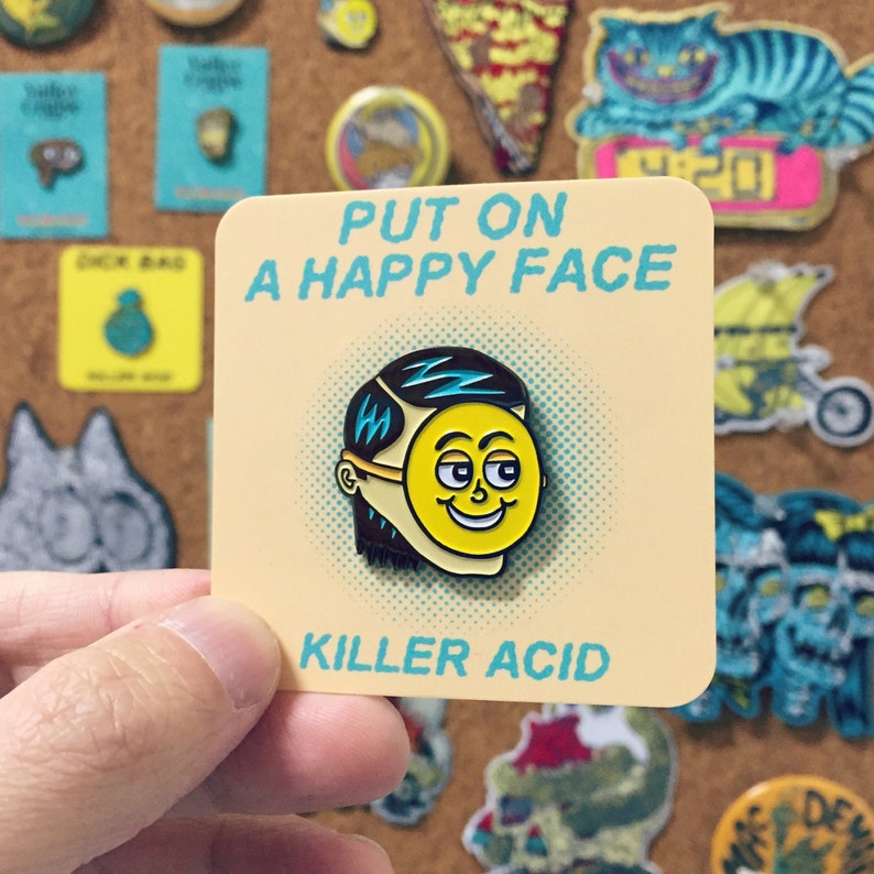 Put On A Happy Face Enamel Pin image 2