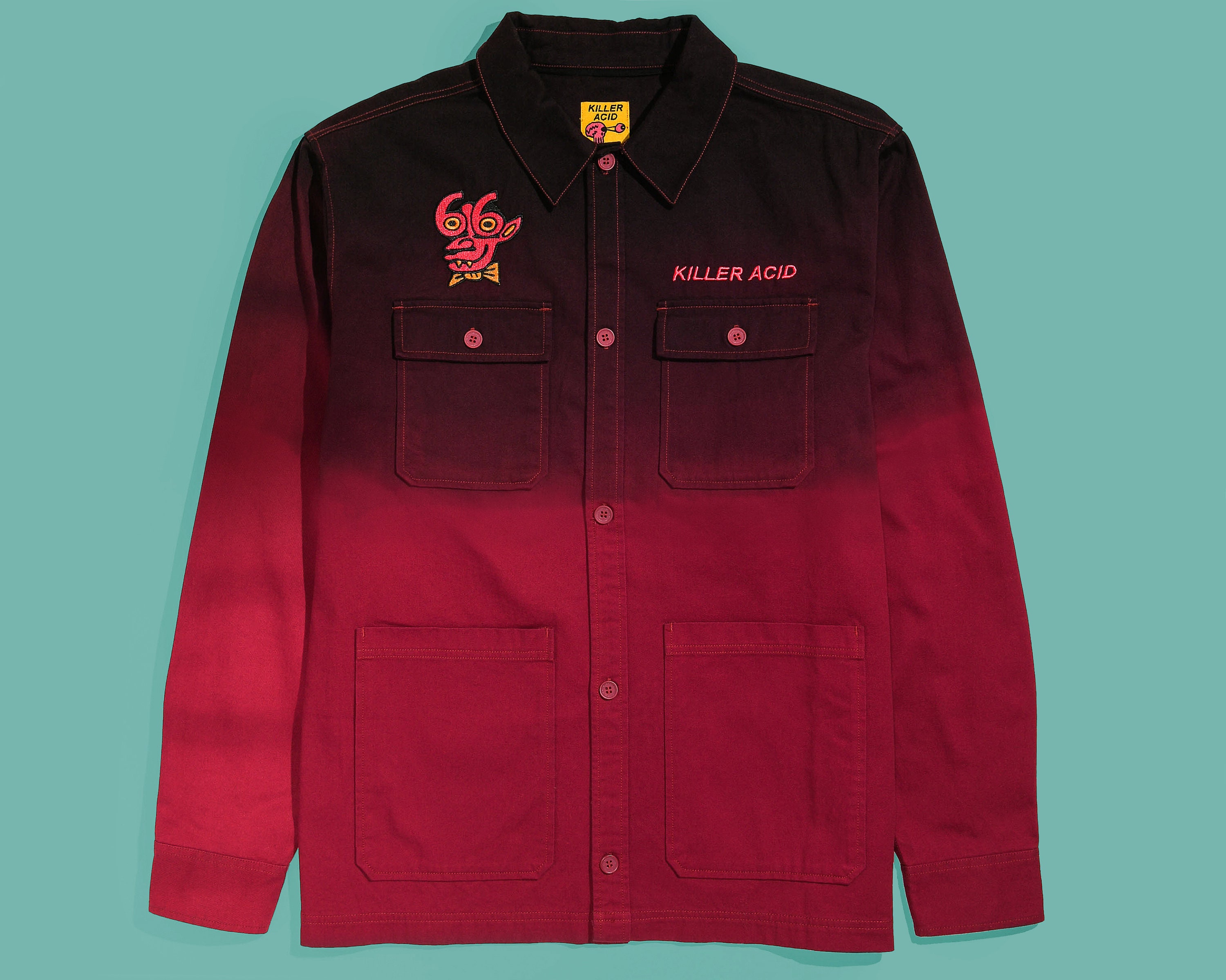 Killer Acid Devil Friend Long Sleeve Button Up Shirt