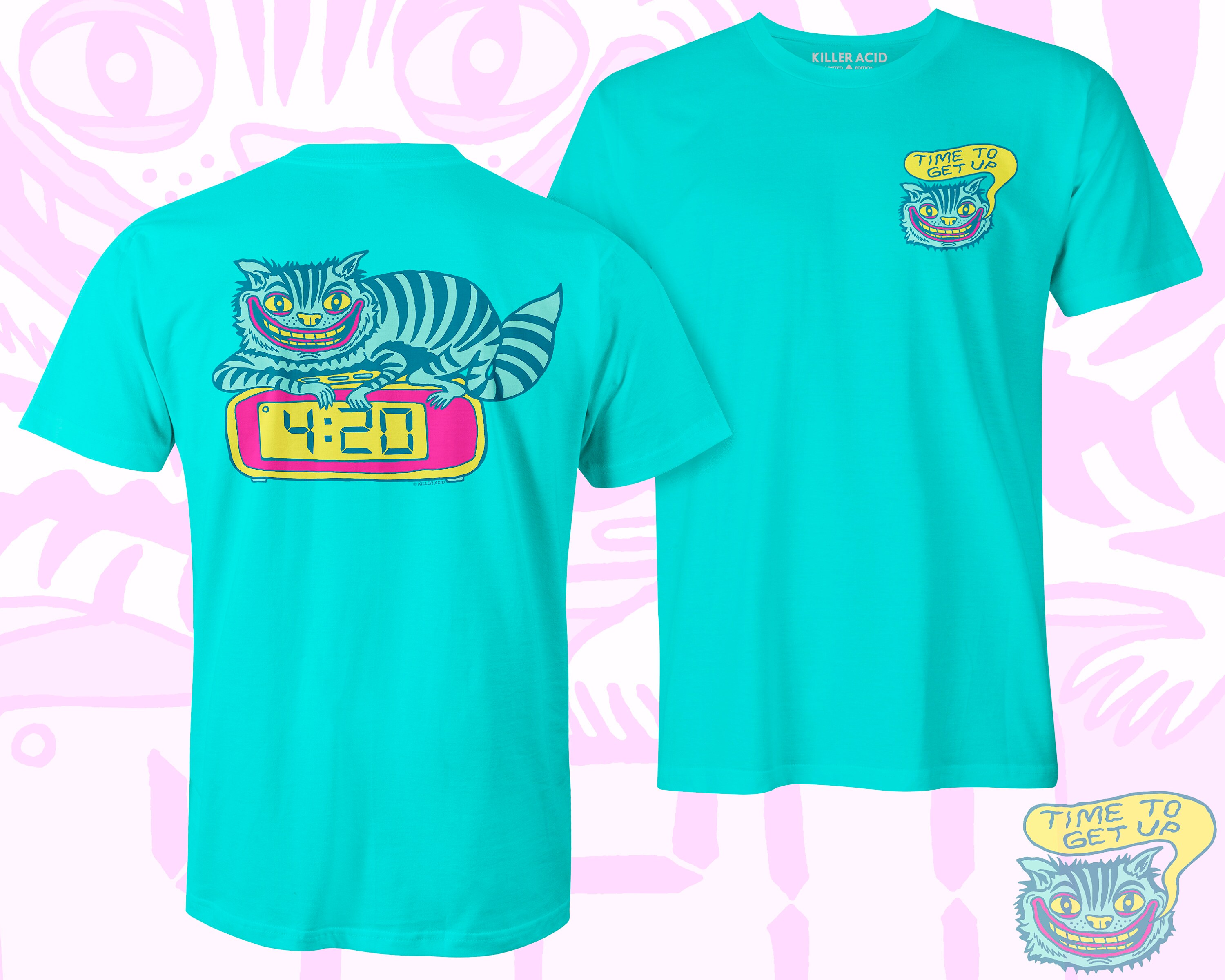 4:20 Cat Killer Acid T-shirt Blue 