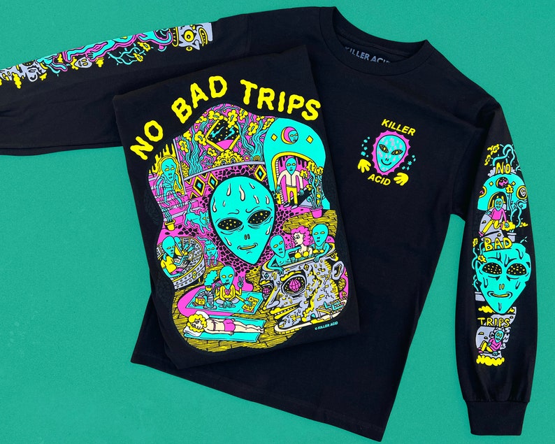 No Bad Trips Black Killer Acid Long Sleeve image 1