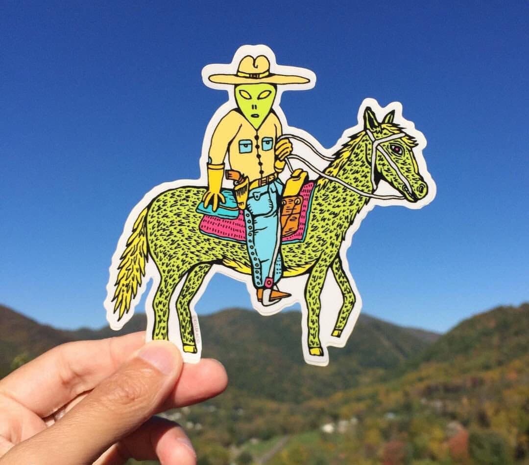 Alien Cowboy Sticker