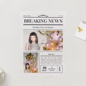 Newspaper Birthday Invitation Template