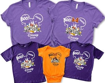 Halloween Disney Boo 2025 Shirt, Halloween Disney Trip Custom Name Shirt, Halloween Disneyland Family Shirts, Halloween Disney Boo Shirts