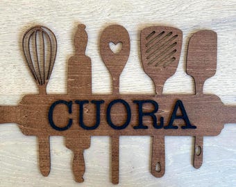 Personalisierte hölzerne Küchenwanddekor | Benutzerdefinierter Name | Einweihungsgeschenk