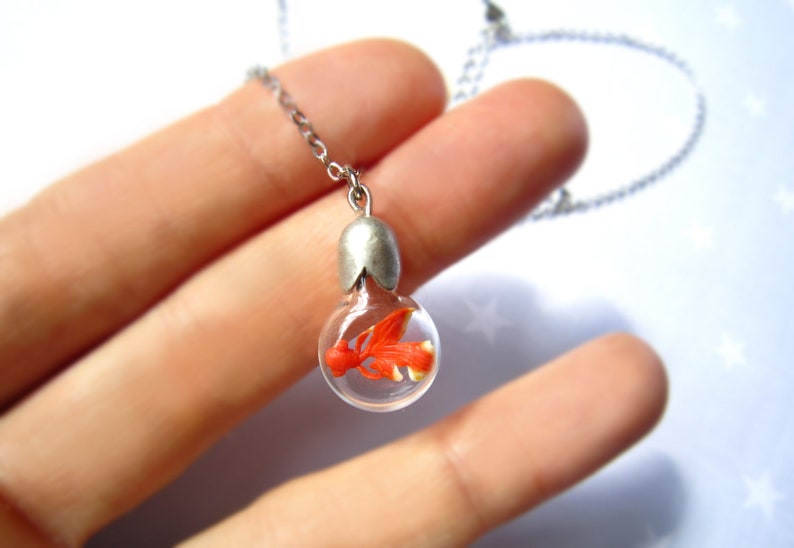 Necklace Zen Goldfish. Miniature in Bottle. Terrarium necklace. image 2