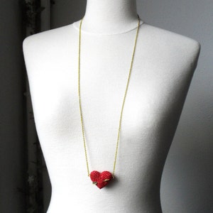 Necklace crochet red heart and gold arrow.. Wedding necklace image 5