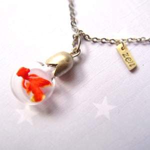 Necklace Zen Goldfish. Miniature in Bottle. Terrarium necklace. image 1