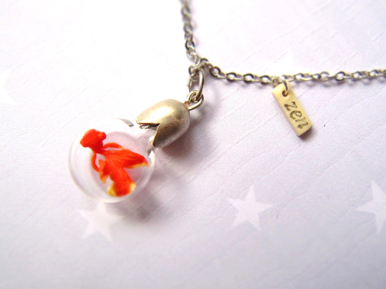 Necklace Zen Goldfish. Miniature in Bottle. Terrarium necklace. image 1