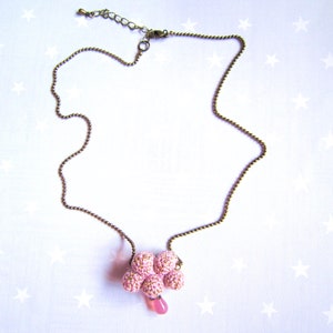 Necklace pink cloud and raindrop. Crochet cloud. Pink gift image 3