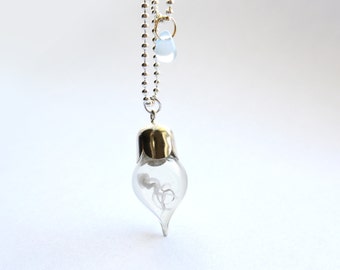 Double Necklace Jellyfish. Miniature in Bottle. Terrarium. Summer necklace.