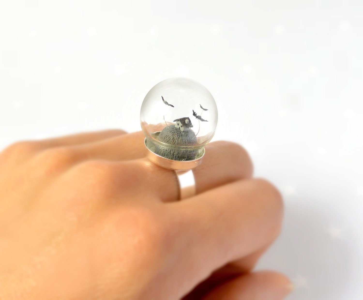 Bague Hantée Puissance Positive Avec Diamant Et Génie Djinn - Pour Succès Et Magie, Fabrication Inde