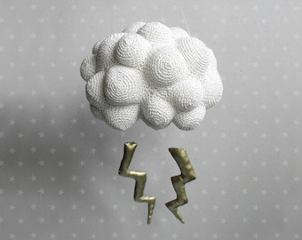 Nice storm-Cloud with lightning- crochet Mobile