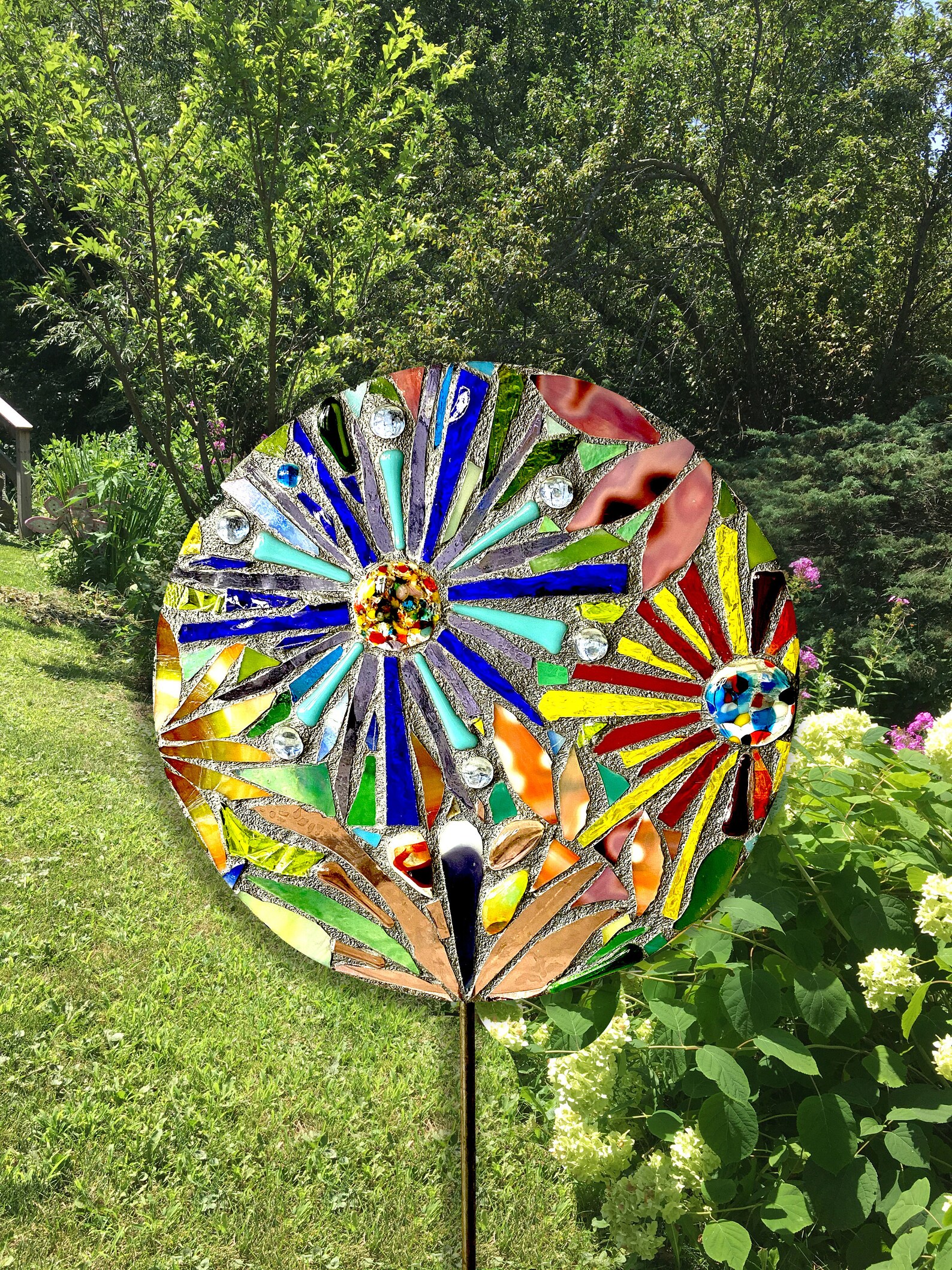 Mosaic Floral Garden Stake Etsy