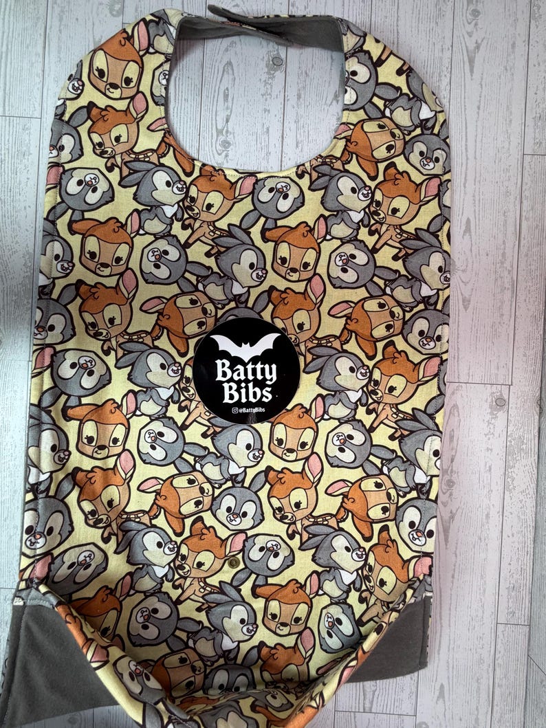 Reversible Adult Bib: Woodland Deer & Bunny Print, Crumb Catcher - Etsy