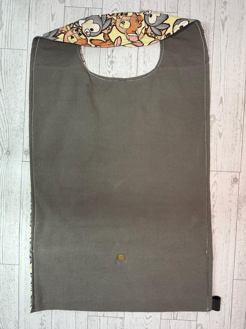 Reversible Adult Bib: Woodland Deer & Bunny Print, Crumb Catcher - Etsy