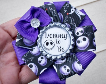 3 1/2" Mini Sized Nightmare Before Christmas Shower Corsage, Jack Skellington Shower Corsage, Jack Skellington Shower, Mommy to Be Corsage