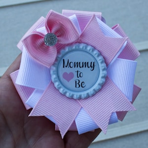 3 1/2&quot; Mini Sized Pink and White Baby Shower Corsage, Baby Shower Pin, Mommy to Be Corsage, Mommy to Be Pin, Pink Sprinkle, Pink Baby Shower
