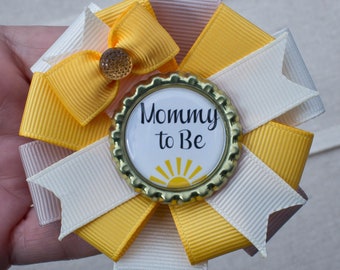 3 1/2" Mini Sized Here Comes the Son Baby Shower Pin, Here Comes the Son Shower, Here Comes the Son Mommy to Be Pin, Mommy to Be Corsage