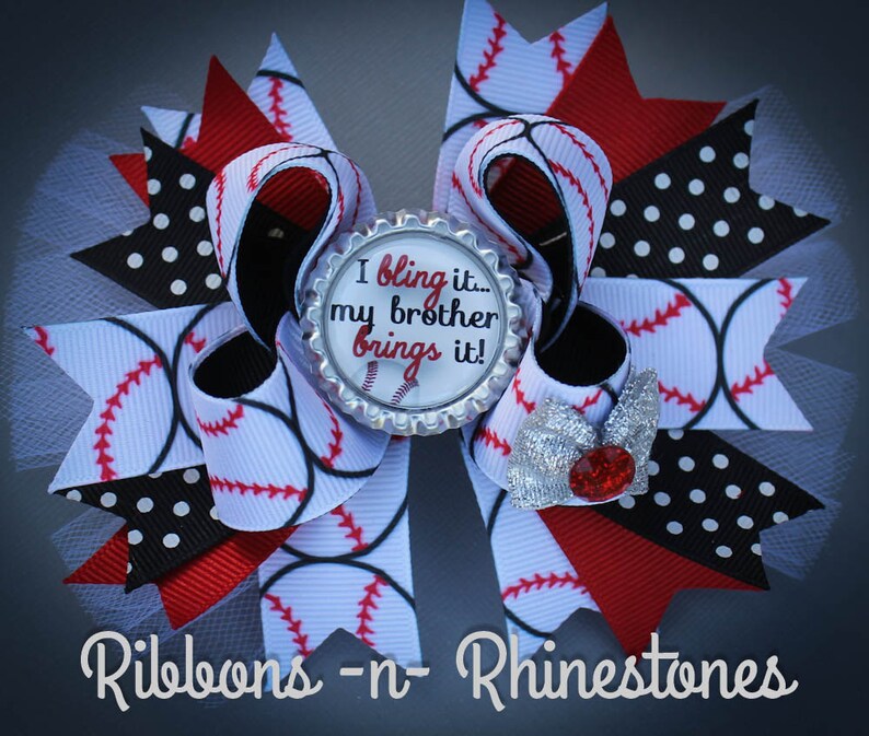 Baseball Bows Baseball Hair Bow Baseball Sister Bow Sports Etsy