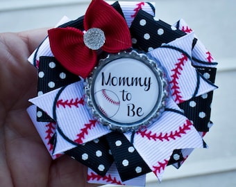 3 1/2" Mini Sized Baseball Baby Shower Pin, Baseball Shower Corsage, Mommy to Be Pin, Mommy to Be Corsage, Sports Sprinkle, Sports Shower