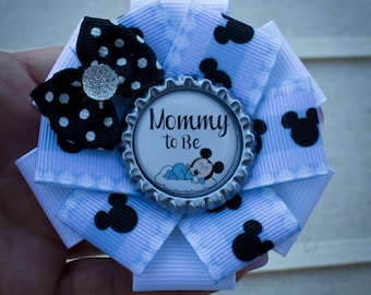 3 1/2" mini sized Mickey Mouse Baby Shower Pin, Mommy to Be Corsage, Mickey Mouse Shower, Mickey Mouse Sprinkle, Mickey Mouse Baby Shower