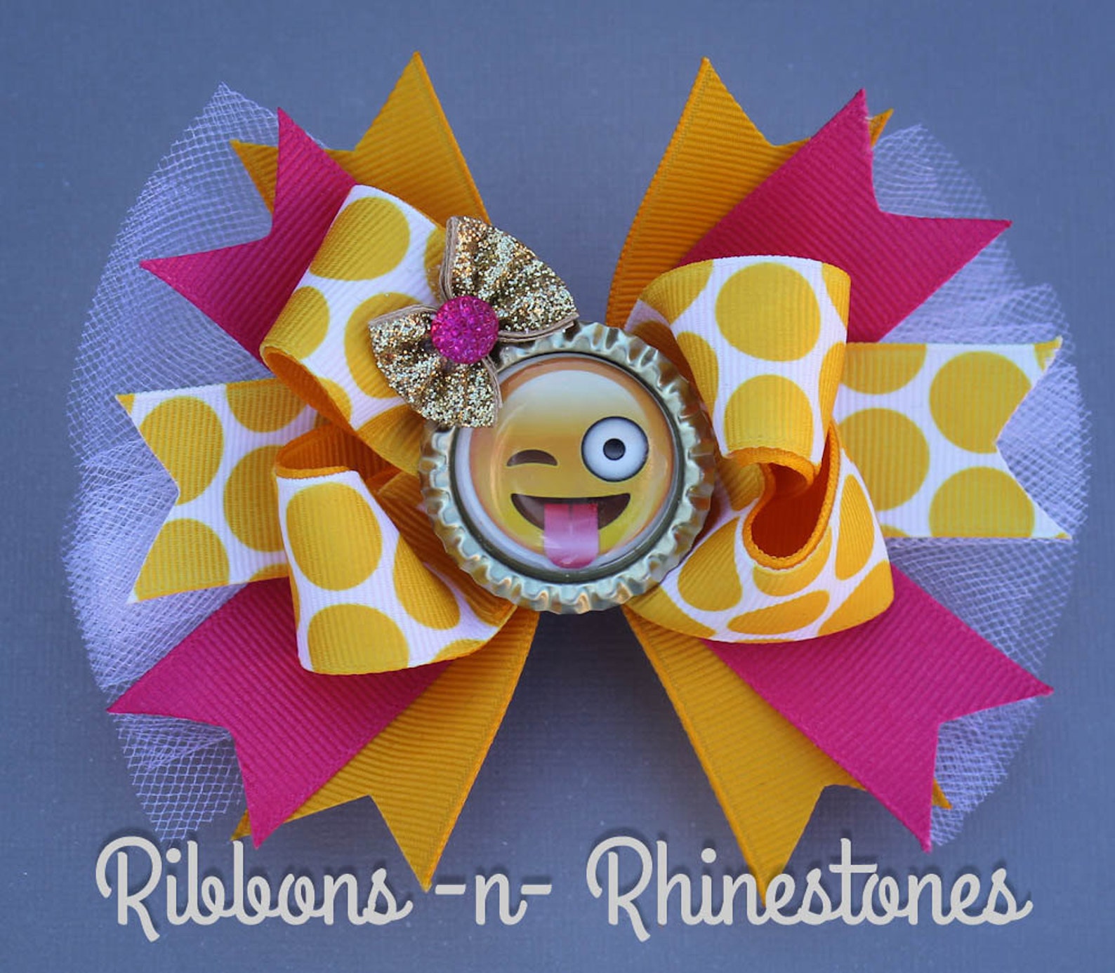 Emoji Bow Emoji Wink Bow Emoji Hair Bows Emoji Party Emoji Etsy