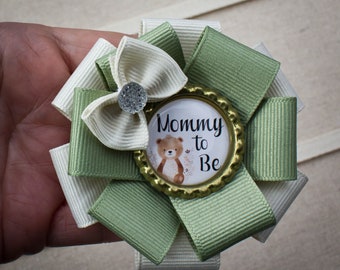 3 1/2&quot; Mini Sized We Can Bearly Wait Baby Shower Pin, Teddy Bear Baby Shower, We Can Bearly Wait Shower, Mommy to Be Pin, Mommy Corsage