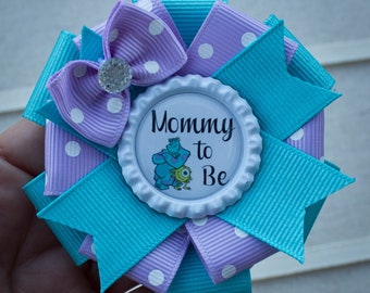 3 1/2" mini Monsters Inc Baby Shower Pin, Monsters Inc Shower, Monsters Inc Baby Shower, Mommy to Be Corsage, Mommy to Be Pin, Monsters Inc