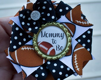 3 1/2" Mini Sized Football Baby Shower Corsage, Mommy to Be Pin, Sports Baby Shower, Sports Sprinkle, Football Shower, Football Shower Pin