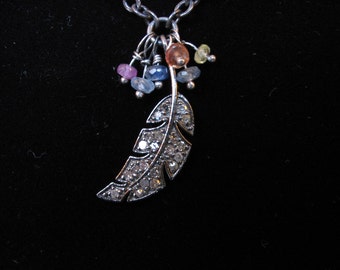 Sterling Silver with Diamond Feather Pendant Necklace