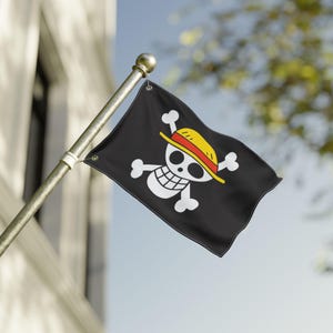 One Piece Pirate Flag: Luffy&#39;s Jolly Roger Anime Wall Art