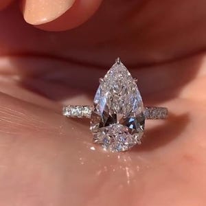 3CT Pear Moissanite Ring 14k Solid Gold Diamond Ring, Halo-Pave Wedding Ring, Handmade Jewelry Anniversary Gift Ring For Women Promise Ring