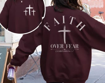 Faith Over Fear (Christian PNG): Bible Verse Shirt, Religious Sublimation, Scripture Quote Design