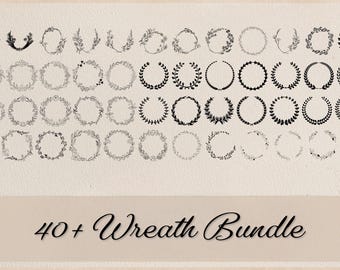 Floral Wreath SVG Bundle: 40+ Laurel, Wedding, Monogram Designs (Digital Download)