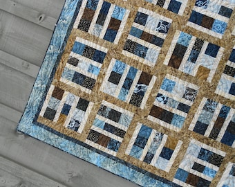 Quilt Pattern  - Driftwood - Layer Cake - Tonga Treat - Crib to King Sizes - Easy Masculine - Hard Copy Version