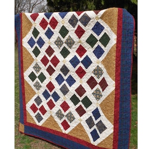 Off To Argyle Flannel Quilt Pattern - Throw Size - PDF INSTANT DOWNLOAD