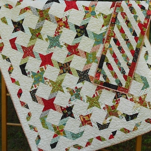 Quilt Pattern  - Twisting With The Stars - - Layer Cake or Jelly Roll PDF INSTANT DOWNLOAD